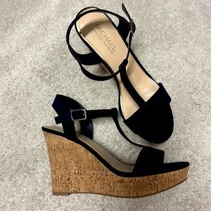 Never worn size 9 Navy Blue suede 4” wedge